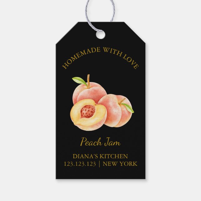 Simple Homemade Peach Jam Hang Tag l Black (Front)