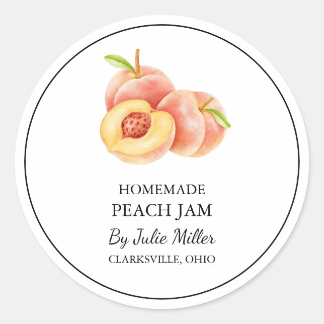 Simple Homemade Peach Jam  Label (Front)