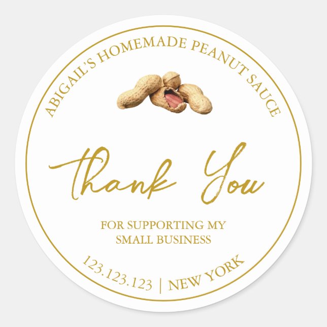 Simple Homemade Peanut Sauce Thank You Label (Front)