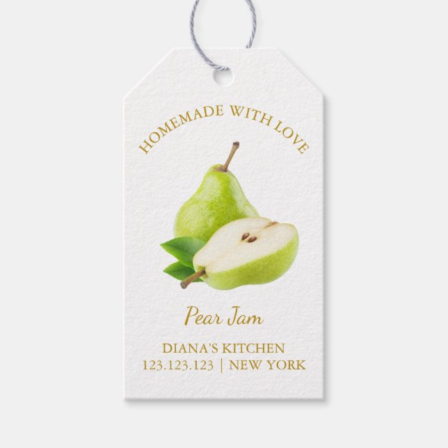 Simple Homemade Pear Jam Hang Tag l White (Front)
