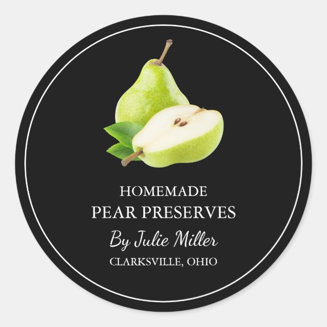 Simple Homemade Pear Preserves Label (Front)