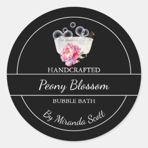 Simple Homemade Peony Bubble Bath Label