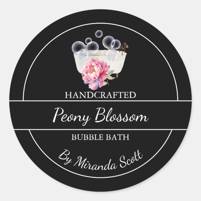 Simple Homemade Peony Bubble Bath Label (Front)
