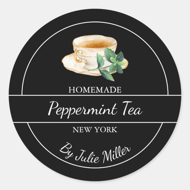 Simple Homemade Peppermint Tea Label (Front)