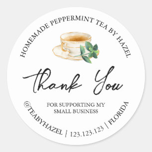 Simple Homemade Peppermint Tea Thank You Label