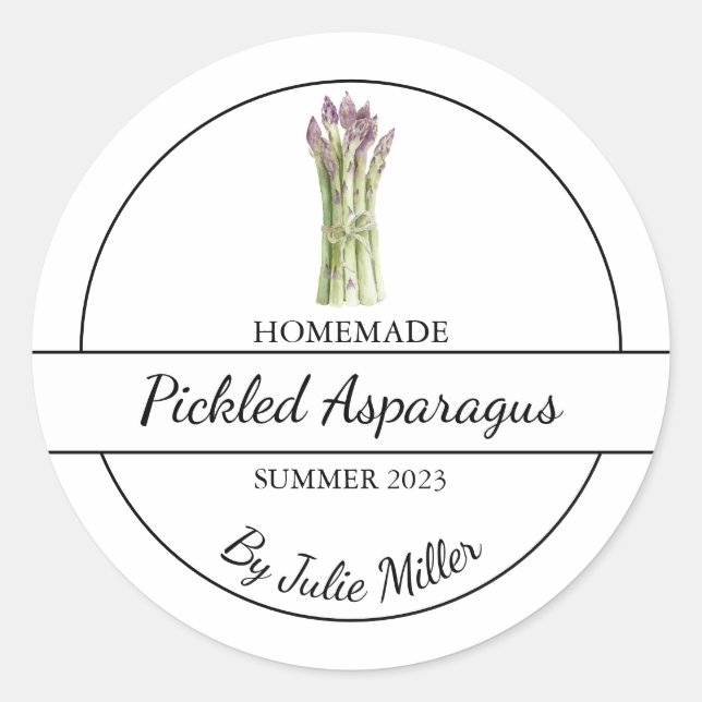 Simple Homemade Pickled Asparagus Label (Front)