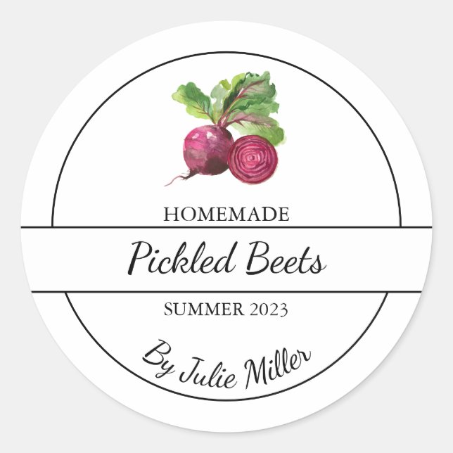 Simple Homemade Pickled Beets Label (Front)