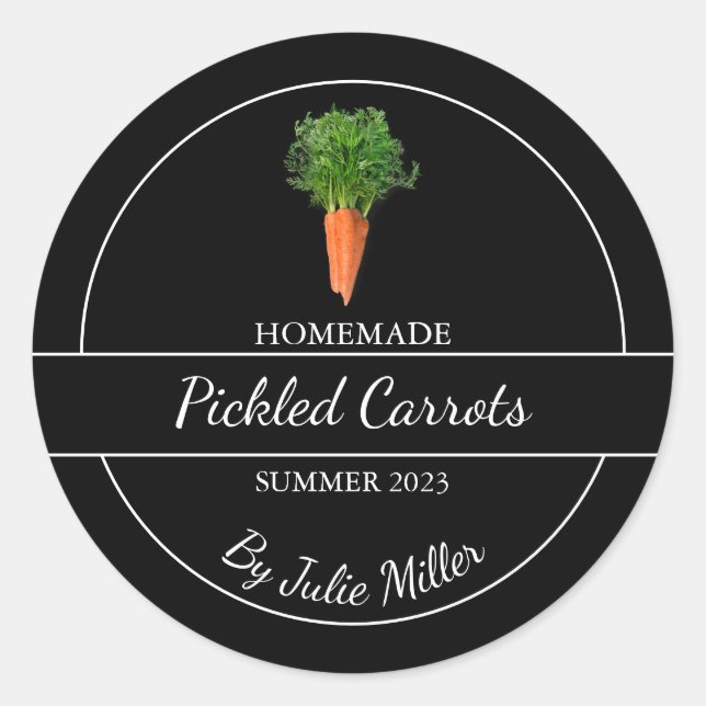 Simple Homemade Pickled Carrots Label (Front)