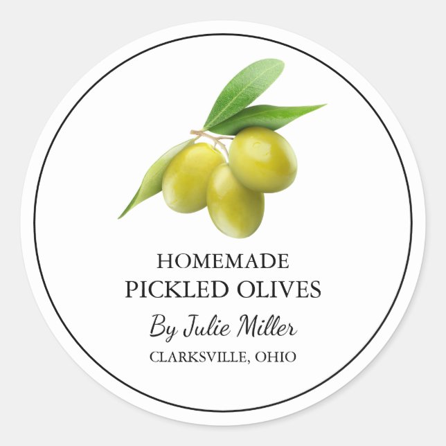 Simple Homemade Pickled Olive Label (Front)