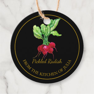 Simple Homemade Pickled Radish Hang Tag l Black