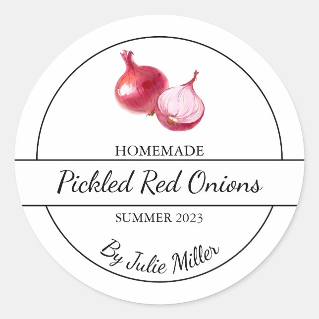 Simple Homemade Pickled Red Onions Label (Front)