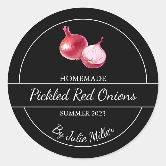 Simple Homemade Pickled Red Onions Label Black (Front)