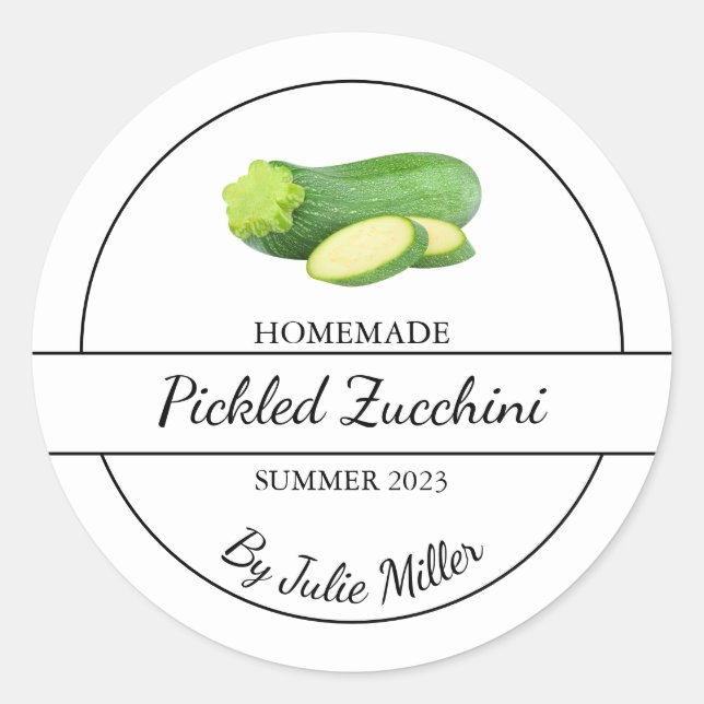 Simple Homemade Pickled Zucchini Label (Front)
