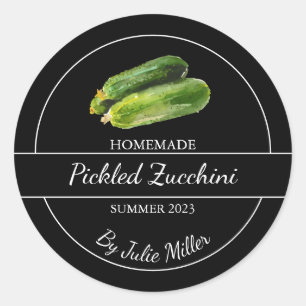Simple Homemade Pickled Zucchini Label Black