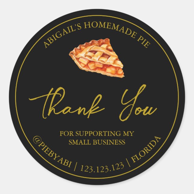 Simple Homemade Pie Cake Thank You Label (Front)