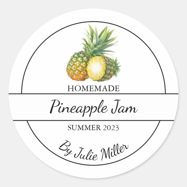 Simple Homemade Pineapple Jam Label (Front)
