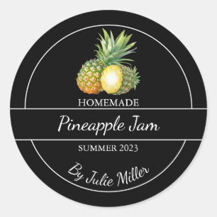 Simple Homemade Pineapple Jam Label Black