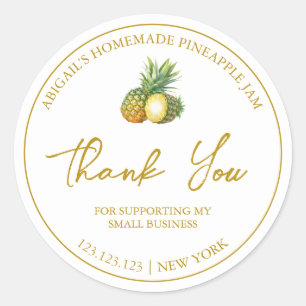 Simple Homemade Pineapple Jam Thank You Label