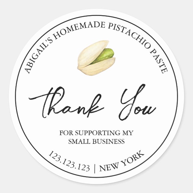 Simple Homemade Pistachio Paste Thank You Label (Front)