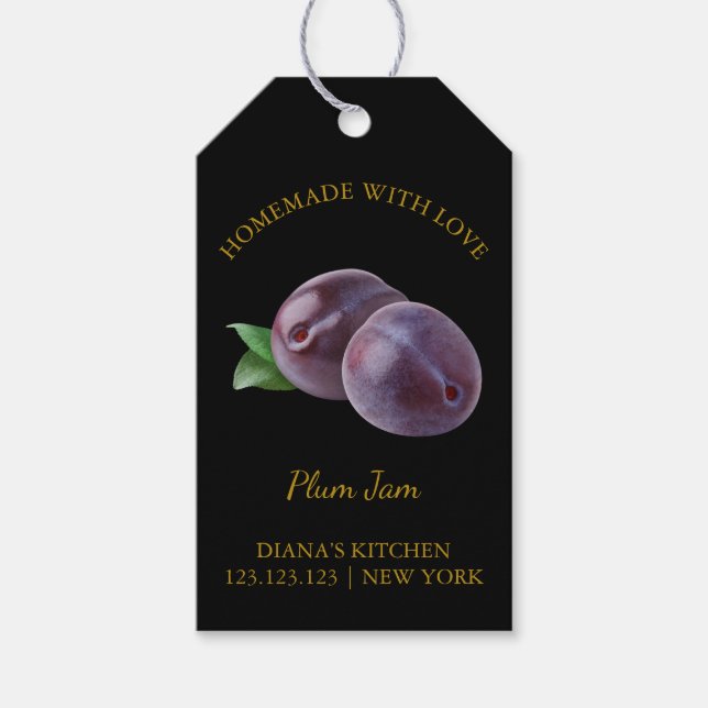 Simple Homemade Plum Jam Hang Tag l Black (Front)