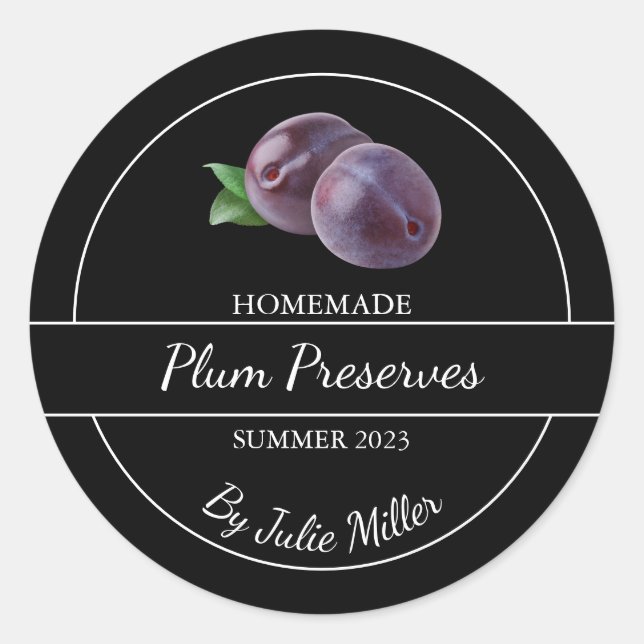 Simple Homemade Plum Preserves Label (Front)