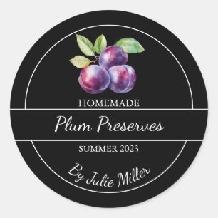Simple Homemade Plum Preserves Label Black