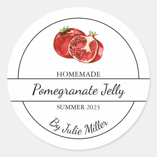 Simple Homemade Pomegranate Jelly Label (Front)