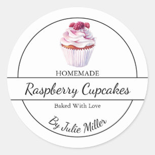 Simple Homemade Raspberry Cupcakes Label