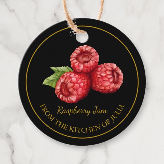 Simple Homemade Raspberry Jam Hang Tag l Black (Front)