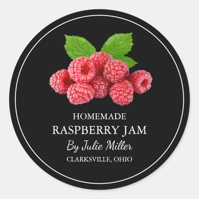 Simple Homemade Raspberry Jam Label (Front)