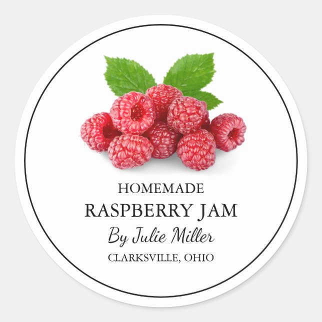 Simple Homemade Raspberry Jam Label (Front)