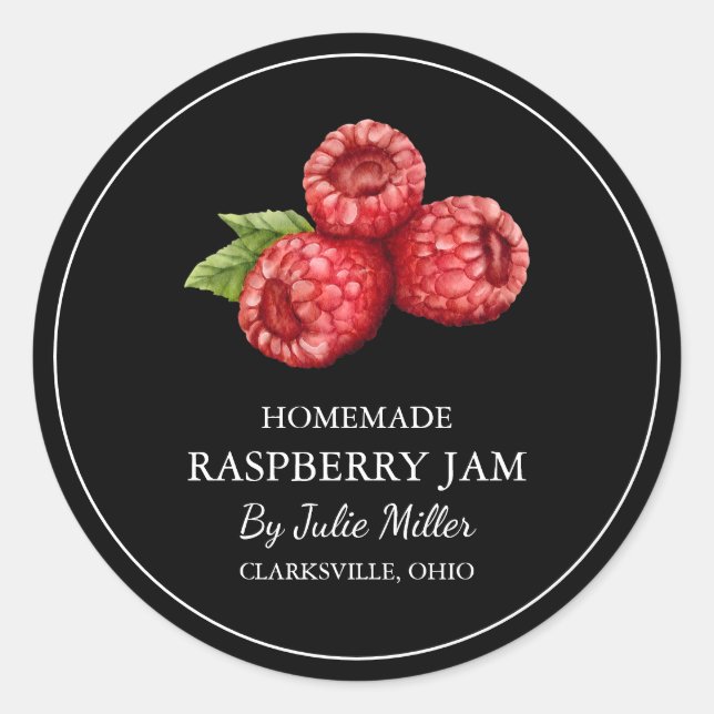 Simple Homemade Raspberry Jam Label (Front)
