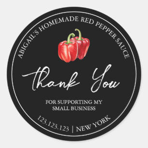 Simple Homemade Red Pepper Sauce Thank You Label