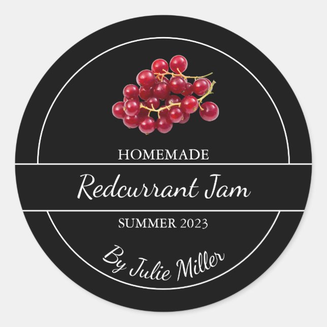 Simple Homemade Redcurrant Jam Label (Front)
