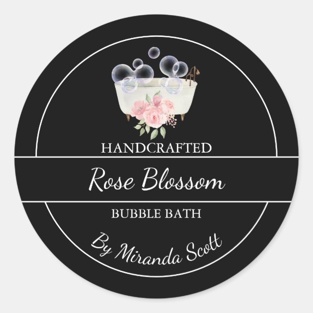 Simple Homemade Rose Bubble Bath Label (Front)