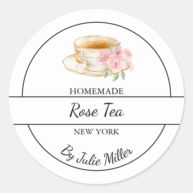 Simple Homemade Rose Tea Label (Front)