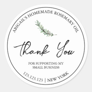 Simple Homemade Rosemary Oil Thank You Label