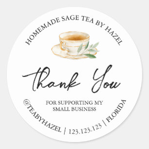 Simple Homemade Sage Tea Thank You Label