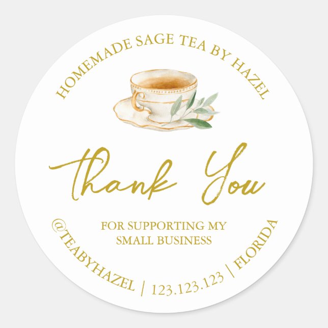 Simple Homemade Sage Tea Thank You Label (Front)