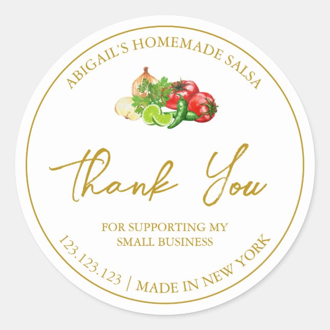 Simple Homemade Salsa Thank You Label (Front)