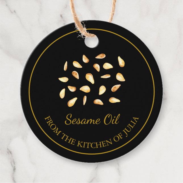 Simple Homemade Sesame Oil Hang Tag l Black (Front)
