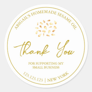 Simple Homemade Sesame Oil Thank You Label