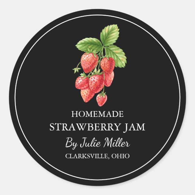 Simple Homemade Strawberry Jam Label (Front)