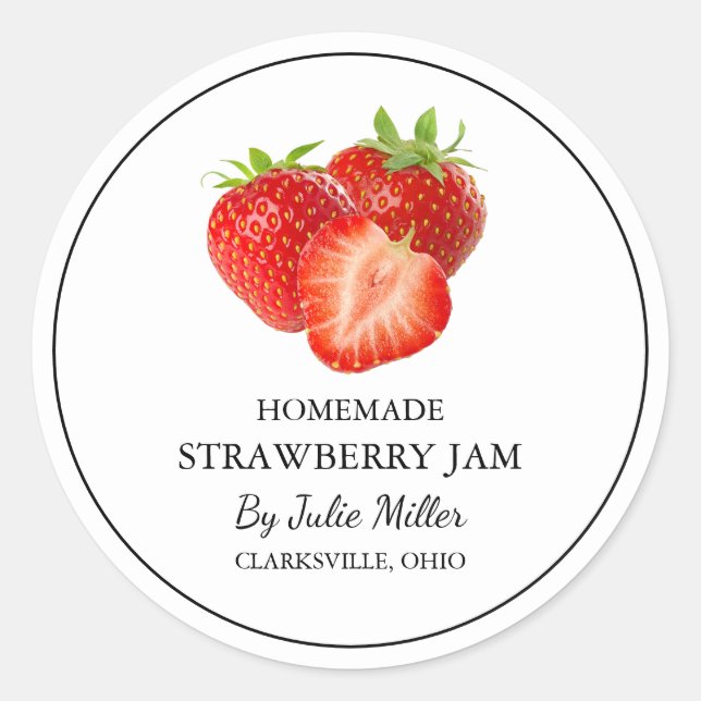 Simple Homemade Strawberry Jam Label (Front)