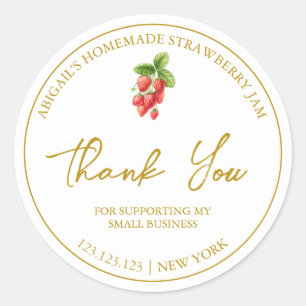 Simple Homemade Strawberry Jam Thank You Label
