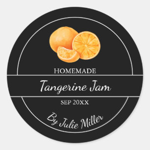 Simple Homemade Tangerine Jam Label   Black
