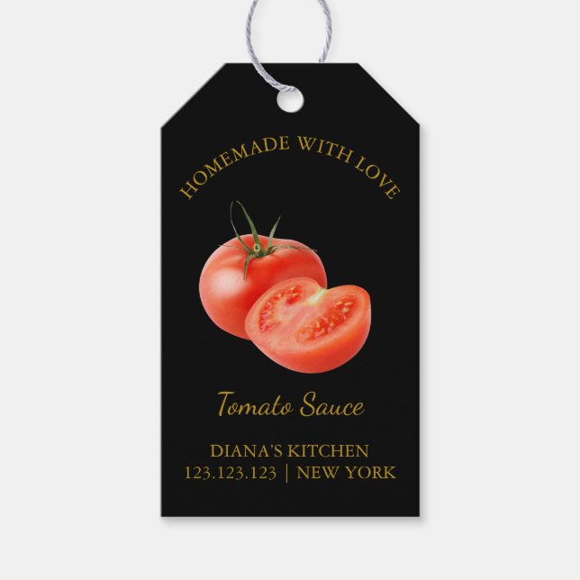 Simple Homemade Tomato Sauce Hang Tag l Black (Front)