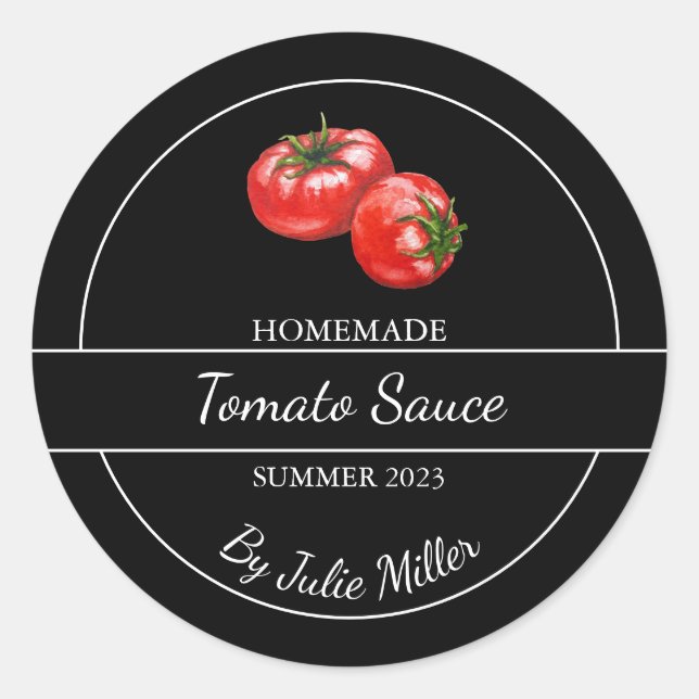 Simple Homemade Tomato Sauce Label Black (Front)