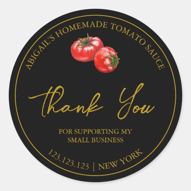 Simple Homemade Tomato Sauce Thank You Label (Front)
