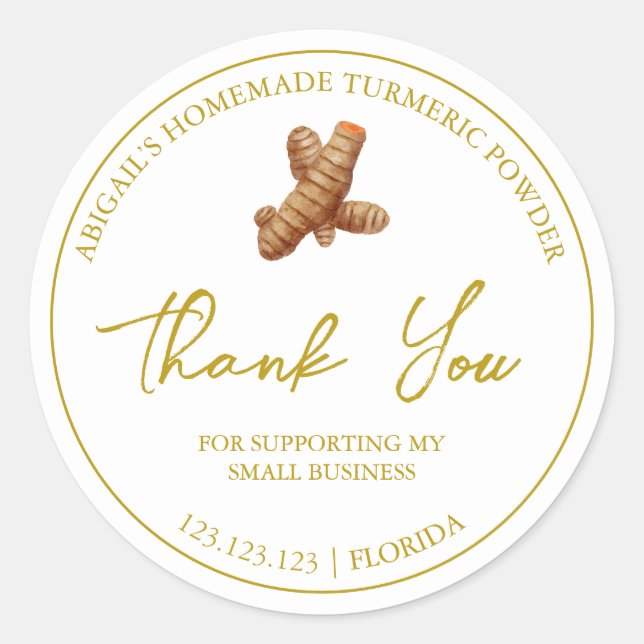 Simple Homemade Turmeric Thank You Label (Front)